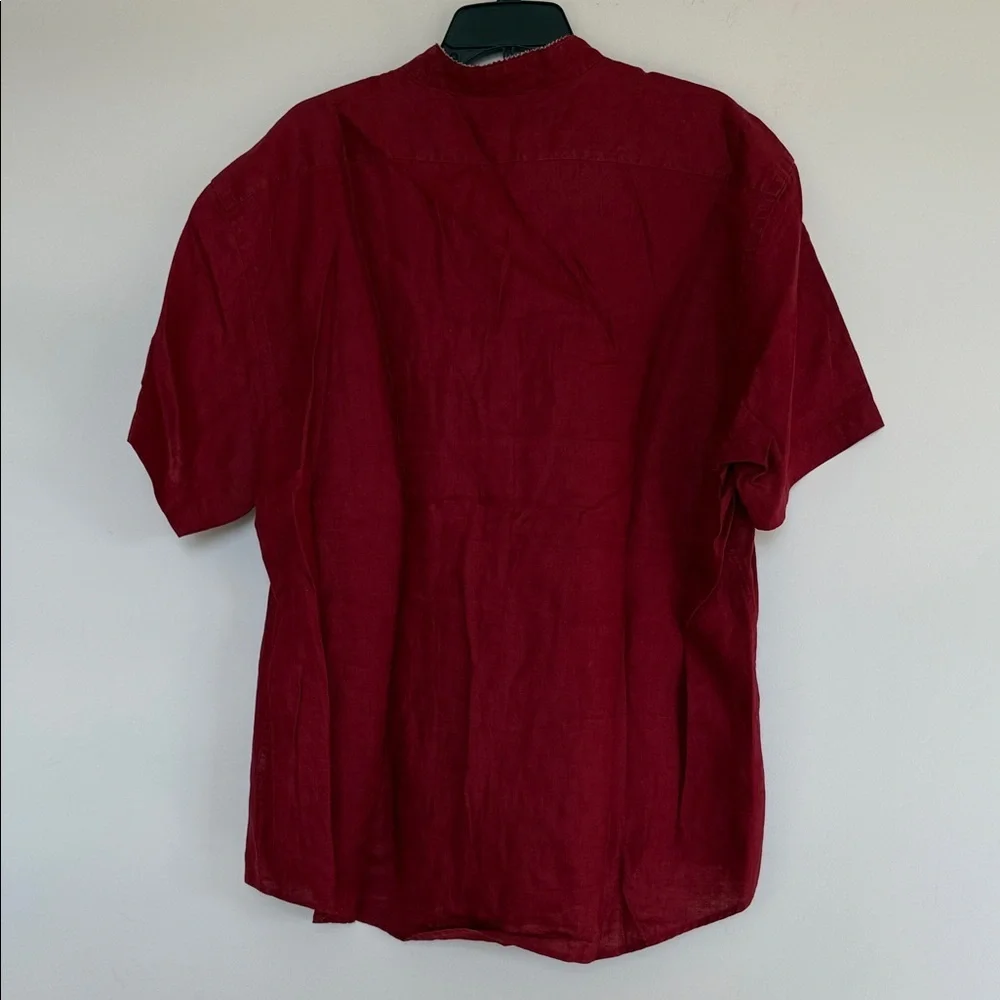 J. Crew Men's Burgundy Button Down Shirt 100% Linen